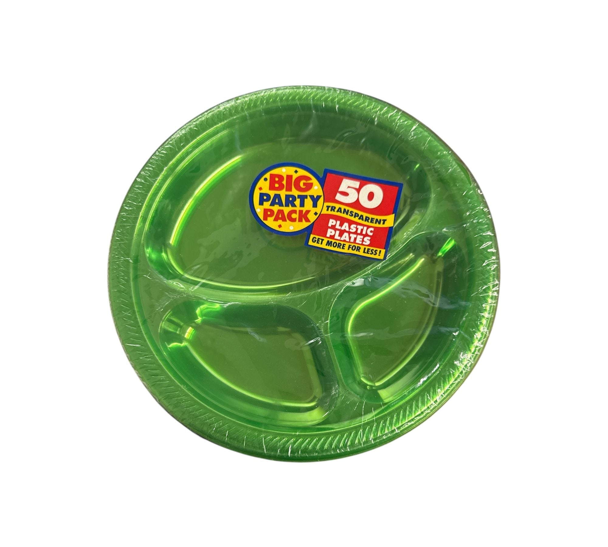 10.25" Plastic Compartment Plates - Green (50ct)