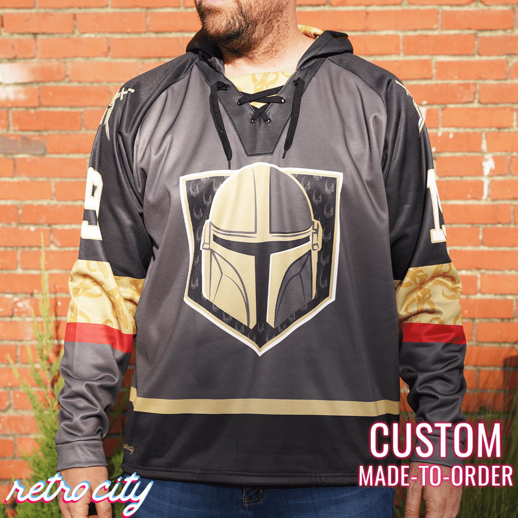 Mando Bounty Hunter Custom Lace-Up Hockey Hoodie Sweater