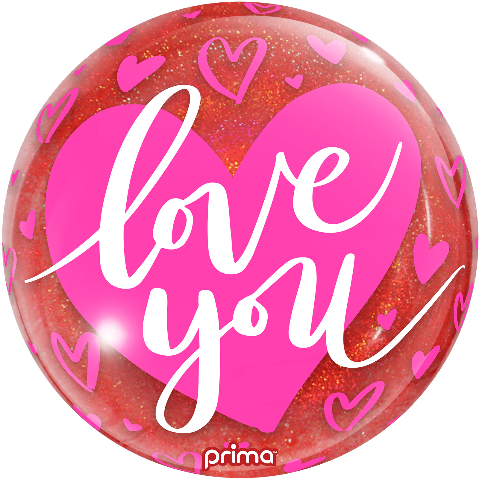 10" Sphere™ - Love You Pink Hearts Red Glitter