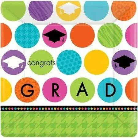 10.5" Paper Plates - Graduation Party Colorful Commencement (18ct)