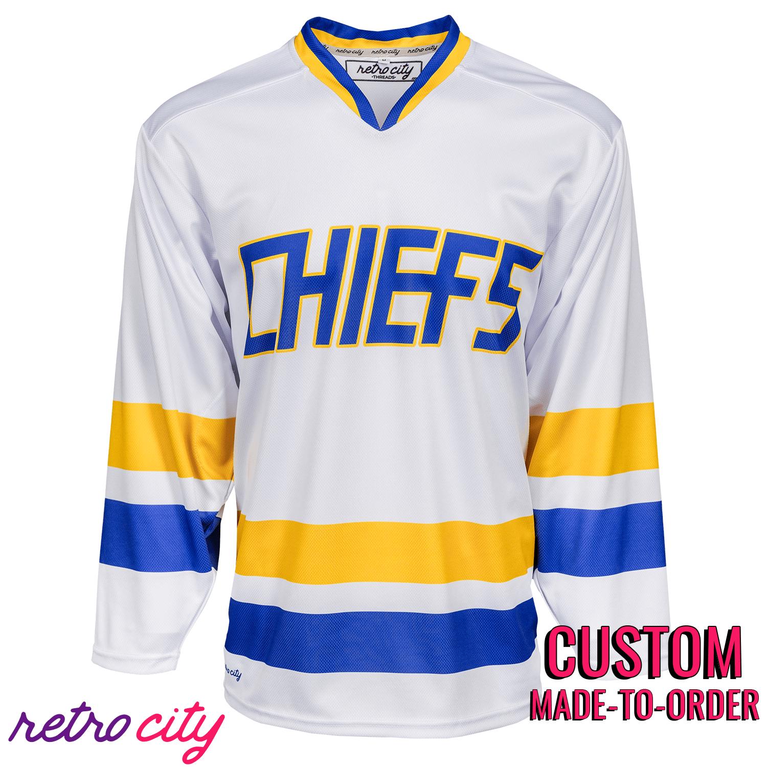 Charlestown Chiefs Slap Shot Hockey Jersey Sweater (White)