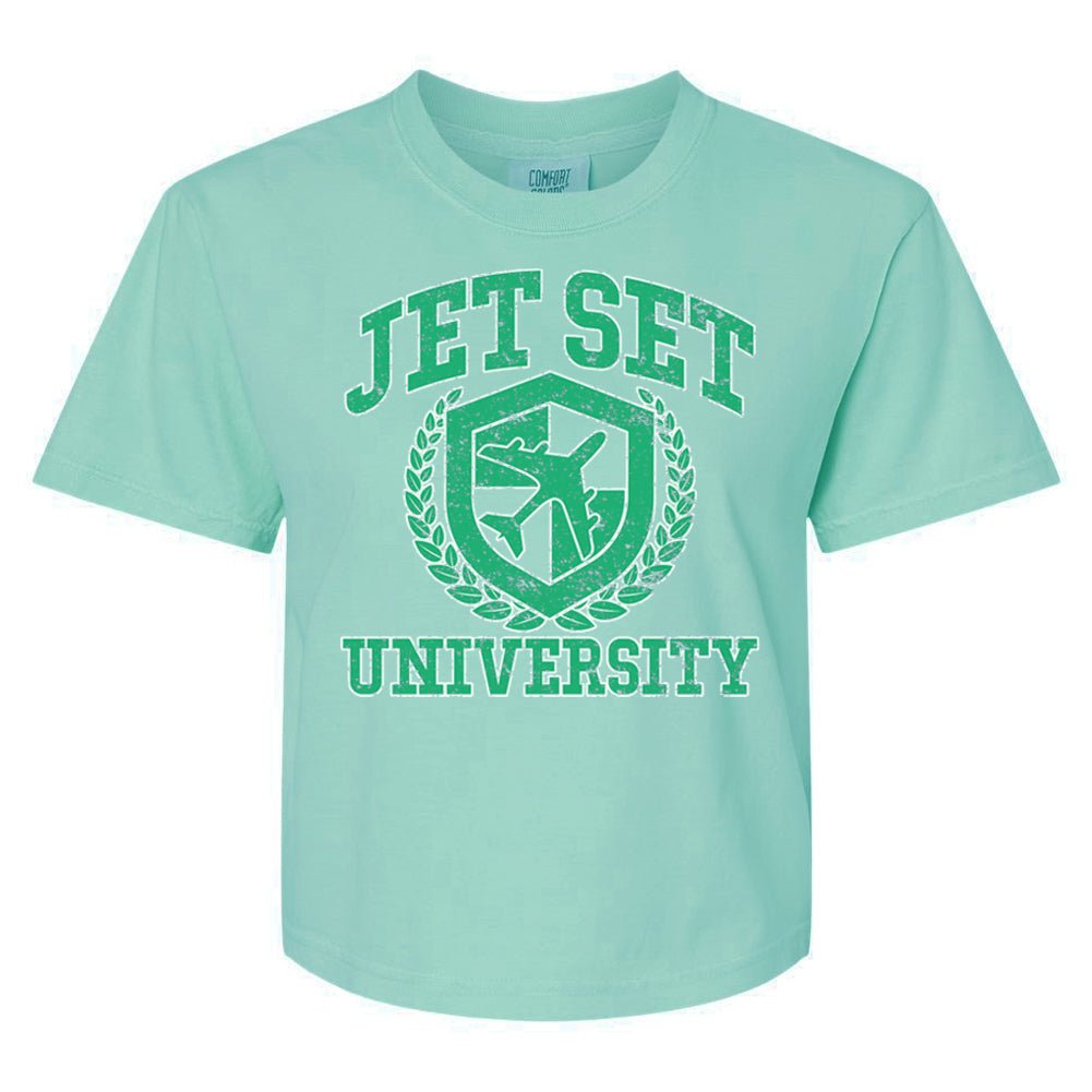 'Jet Set University' Boxy T-Shirt